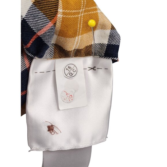 Mens Flannel Mustard Blue Plaid Button-Down Collar Shirt L Regular Fit Long Slee - Picture 12 of 13